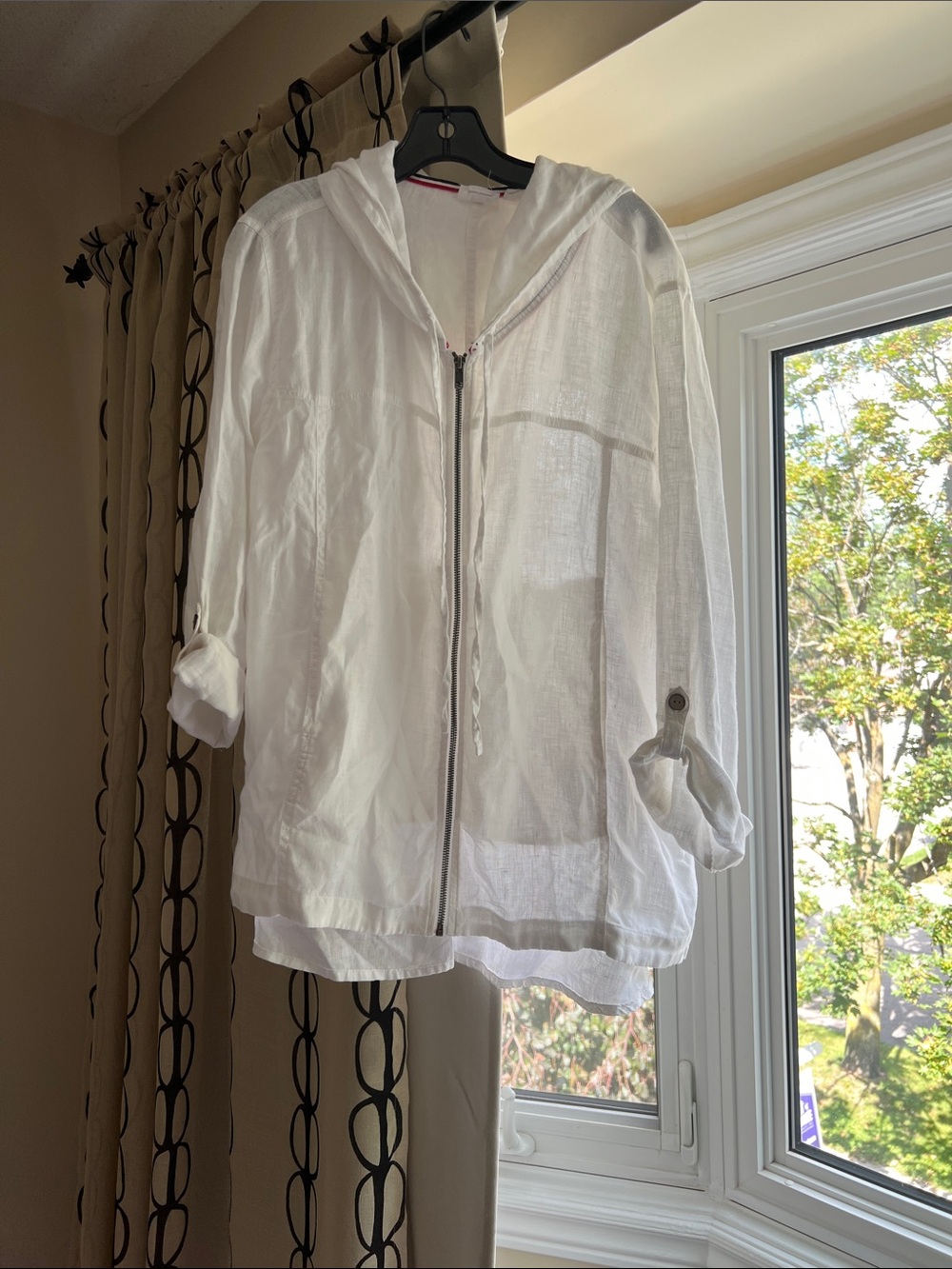 Sigrid Olsen White Hooded Lightweight Utility Jacket